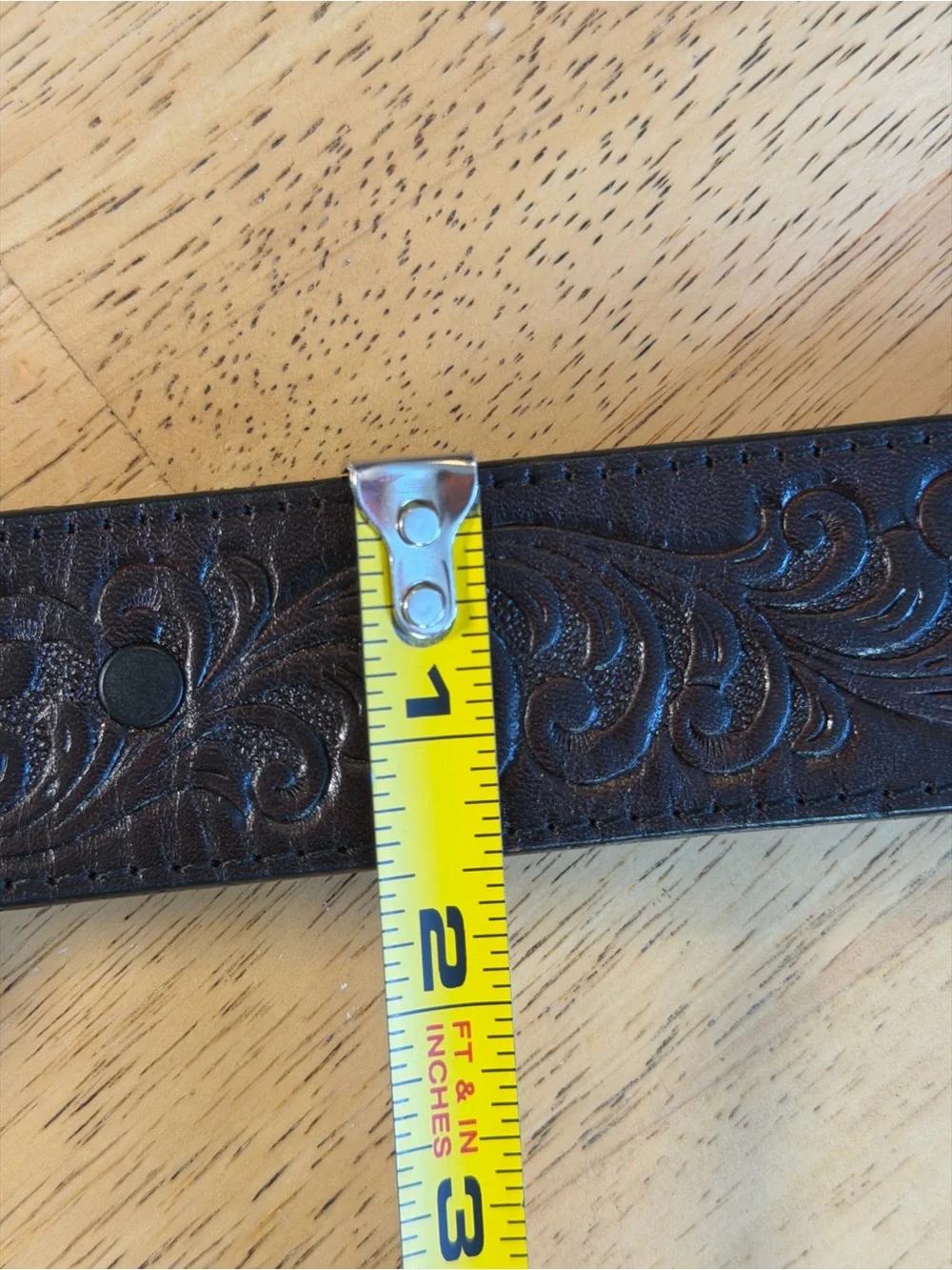 Justin USA Top Grain Cowhide Tooled Leather Belt Texas Seal Buckle Sz 34